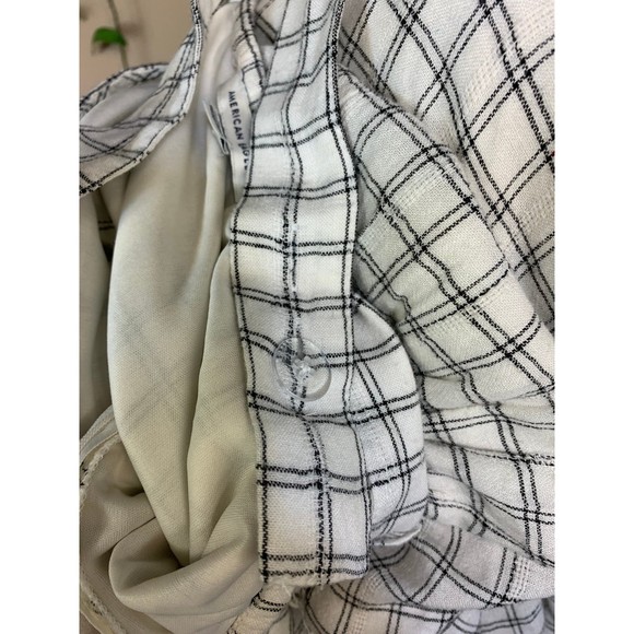 American Eagle White Linen Plaid Jumpsuit - Picture 10 of 11